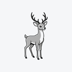 A cute deer silhouette vector art illustration on white background 