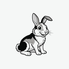 rabbit with a carrot silhouette vector art illustration on white background 