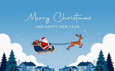 Elegant Merry Christmas background template with typical Christmas elements. A simple Merry Christmas typography design. Great for cards, banners, posters and social media.