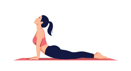 A focused woman practices upward-facing dog yoga on a mat, emphasizing strength, flexibility, and serene well-being during her mindful fitness routine.