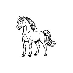 horse silhouette vector art illustration on white background 
