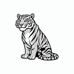 tiger vector art illustration on white background 