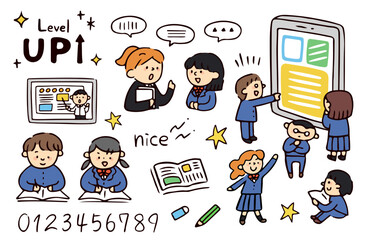 学生のイラストセット