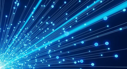 Futuristic Blue Data Stream Network Connection with Glowing Particles and Lines