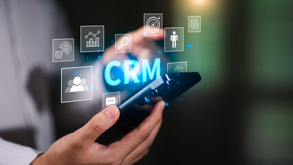 Concept of business digitalization and customer experience management symbolizing innovation, data-driven marketing, automation, and smart communication for strategic success and client retention.