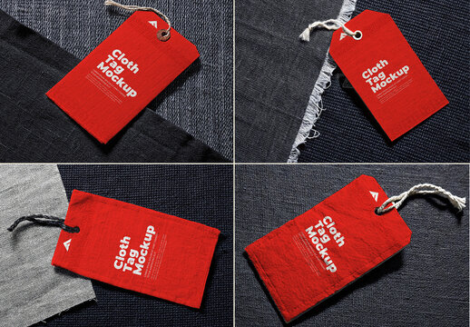 Angled Close-up Retail Price Tags Mockup Set on Textured Surface