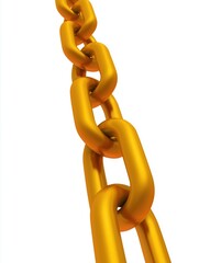 Golden Chain Links Isolated on White Background, Symbolizing Strength, Connection, and Luxury