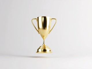 Golden Trophy Cup Award on White Background, Symbol of Victory, Success and Achievement