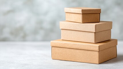 A Stack of Brown Craft Boxes Showcasing Various Sizes Perfect for Packaging, Gifts, and Storage Solutions in a Minimalist Setting