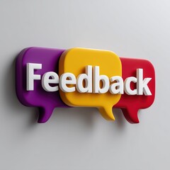 Colorful Feedback Speech Bubbles with White Text on Gray Background, Customer Service Concept