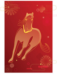 Year of the Horse in the Lunar New Year vector illustration