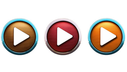 Play Button Icons Red Blue Isolated White Background