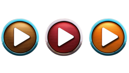 Play Button Icons Red Blue Isolated White Background