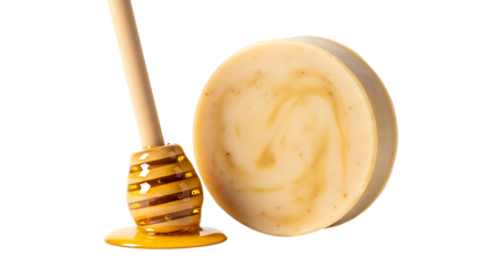 Honey soap with dipper isolated on transparent background