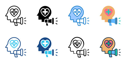 Mental Health Campaigns icon set multiple style collection 
