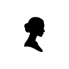 Silhouette of a woman's profile, showcasing her hairstyle and elegant neck.