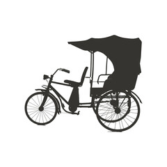 Obraz premium Silhouette of a traditional rickshaw vehicle with a covered passenger space
