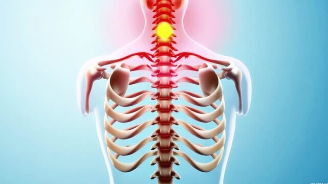 Anatomical Illustration of Lower Back Joint Pain. Joint Pain in the Human Body. The bones and joints are shown in bright and colorful detail.