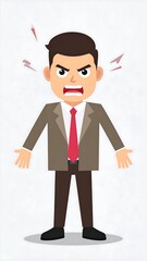 Cartoon depiction of an enraged businessman with arms outstretched
