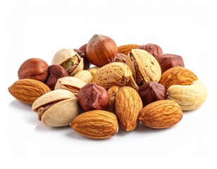 Mixed Nuts Variety Assortment on White Background