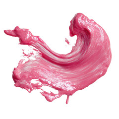 Pink swirled paint blob with glossy surface on black background