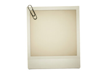 Vintage photo frame with paper clip isolated on transparent background, a nostalgic reminder of memories and moments