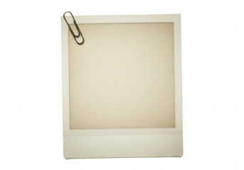 Vintage photo frame with paper clip isolated on transparent background, a nostalgic reminder of memories and moments