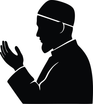black silhouette man praying clip art preview