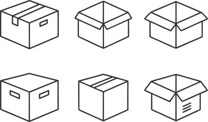 Box Design Collection. Packaging Box Illustration Set. Cardboard Box and Container Design. Delivery Package and Parcel Concept. Open Box and Product Packaging Design. Shipping Carton and Storage Box