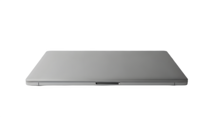 Sleek silver laptop isolated on transparent background, modern technology device