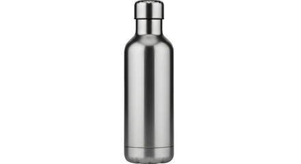 Obraz premium Reusable stainless steel water bottle isolated on transparent background, zero waste