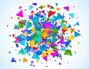 A vibrant explosion of multicolored, three-dimensional geometric shapes