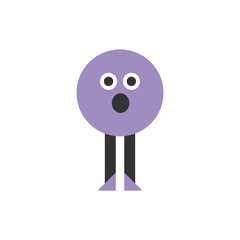 A cute purple circular character with expressive eyes and small legs. Perfect for modern mascot designs, kids illustrations, and playful vector branding.