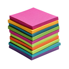 Stack of vibrant, colorful square sticky notes