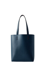 Plain blue leather tote bag with simple handles