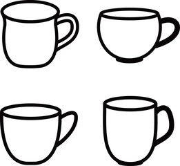 シンプルな線のみのマグカップのイラストアイコン　Web　Adobe Illustrator Artwork