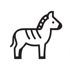 Simple black and white illustration of a zebra standing in profile