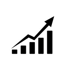 Outline of a bar graph with an upward trending arrow chart growth