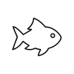 Simple black and white line drawing of a stylized fish illustration