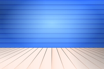 blue paint wood planks wall with white floor