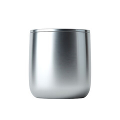 Shiny, metal, stemless glass cup with smooth, curved body