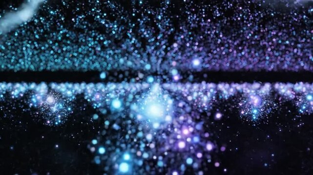 A mesmerizing journey through a glowing digital energy tunnel of blue and purple data particles flowing through cyberspace