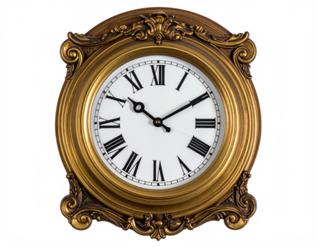 Antique Wooden Wall Clock with Roman Numerals