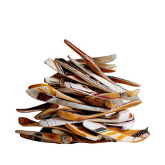 Pile of colorful, painted wooden paddle blades against black