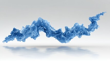 Abstract Blue Cloud Formation Floating Against White Background.
