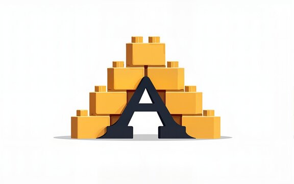 Architect bureau logo. Brick modules and letters. Build and construction emblem. Vector emblem. Business card. High quality