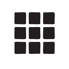 A grid of nine black squares arranged in a three by three pattern