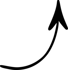 Black Hand-drawn marker arrow hand-drawn. Arrow icon. Arrow drawn with marker arrows doodle icon Hand drawn freehand different curved lines swirls  Direction pointers. Grunge  marker drawing  Vector 