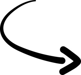 Black Hand-drawn marker arrow hand-drawn. Arrow icon. Arrow drawn with marker arrows doodle icon Hand drawn freehand different curved lines swirls  Direction pointers. Grunge  marker drawing  Vector 