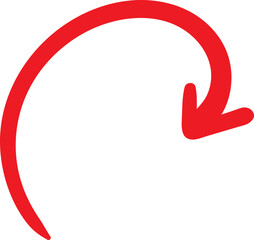 Red Hand-drawn marker arrow hand-drawn. Arrow icon. Arrow drawn with marker arrows doodle icon Hand drawn freehand different curved lines swirls  Direction pointers. Grunge  marker drawing  Vector 